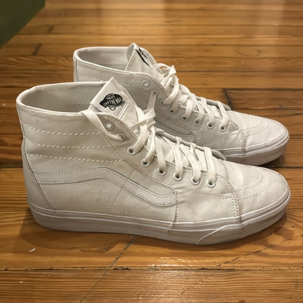 Vans Sk8-Hi Canvas Shoe (All White)